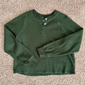 Forest Green Henley Waffle Top